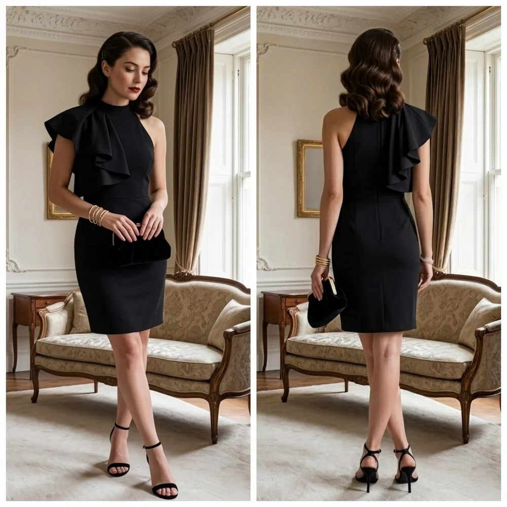 Lulus L Modern Feminine Classic Formal Wedding Guest Cocktail One Shoulder Dress - Picture 1 of 14